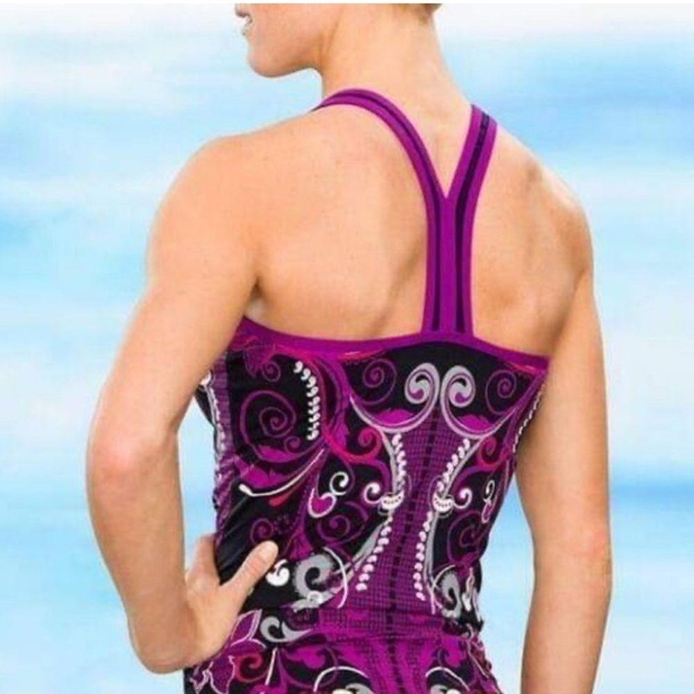 💜ATHLETA💜 Women's Floral Tank Top - Black and Pink